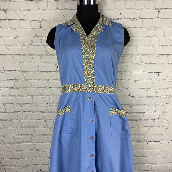 VINTAGE 1950’s maxi blue dress - Picture 3 of 11